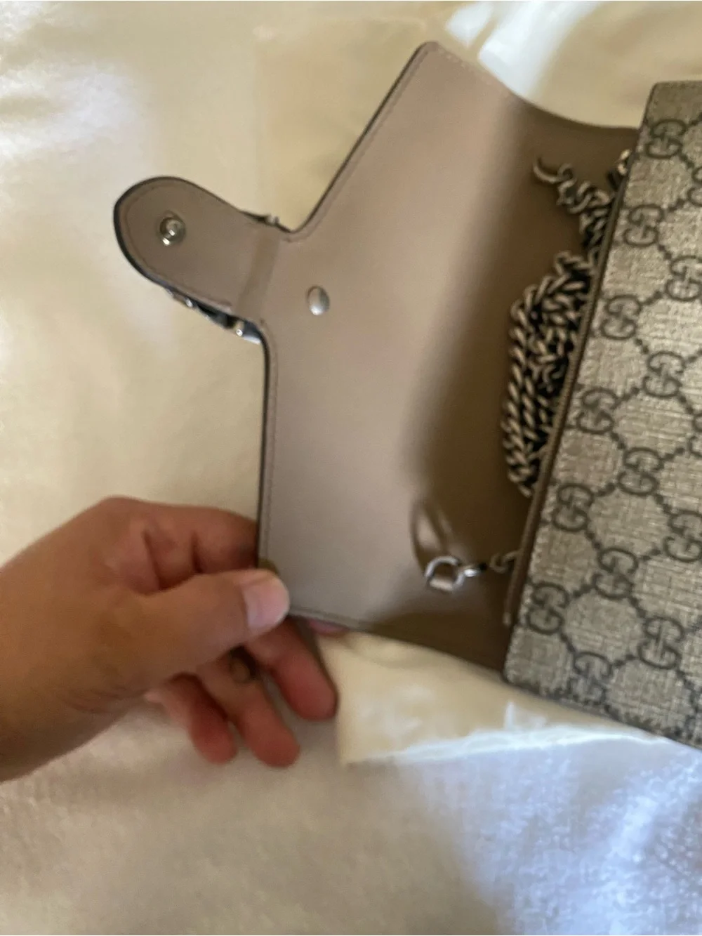 Gucci Beige Brown GG Supreme Canvas Wallet with Silver-Tone Tiger Head - Picture 9 of 11